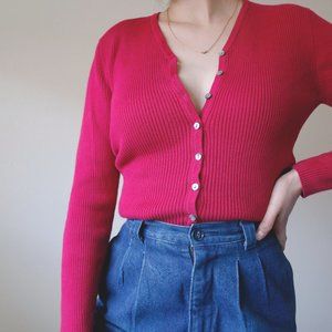 vintage hot pink cardigan sweater